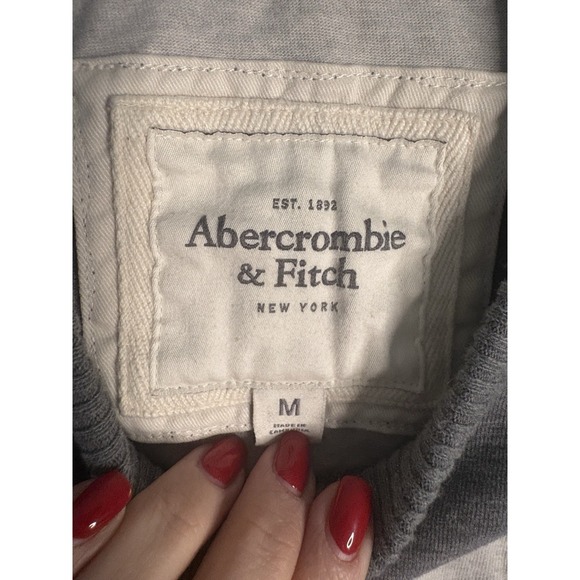 Y2K Abercrombie LS striped Gray Shirt Size Medium 100% Cotton - Picture 2 of 7